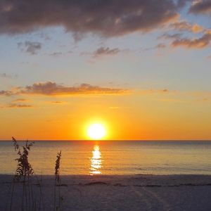 Scenic view of sea at sunset