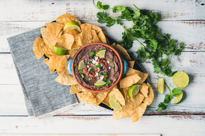 High angle view of vegetables on table