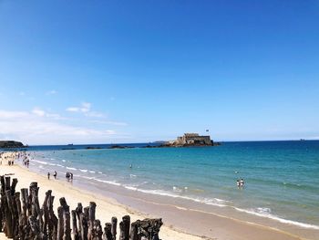 Panoramic view of sea against clear sky