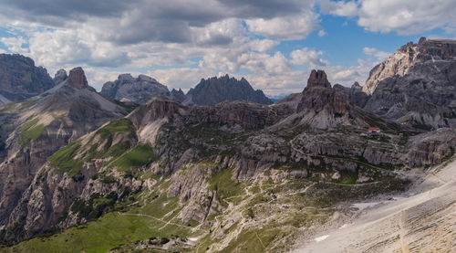 Panoramic view of rocky mountains against sky