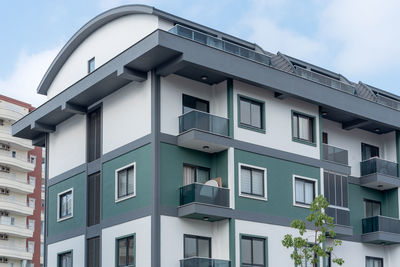 New modern residential building exterior against the sky. architecture of southern turkey.