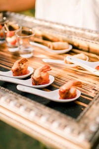 High angle view of food on table