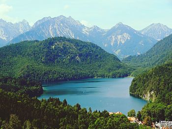 Scenic view of lake and mountains