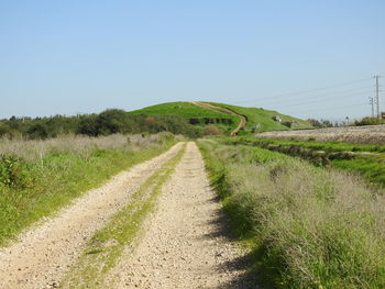 Dirt road along countryside landscape