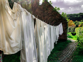 Drying old fashioned historical english clothings.