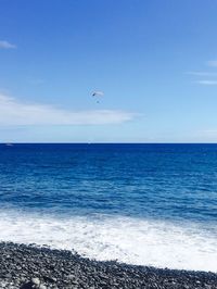 Scenic view of sea against blue sky