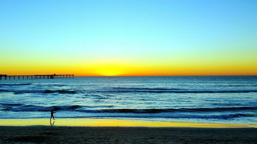 Scenic view of sea at sunset