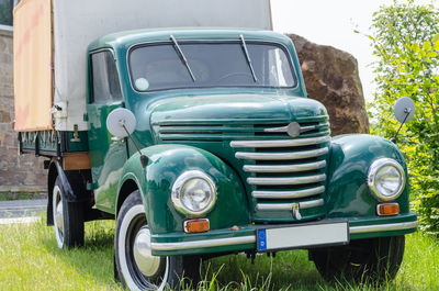 Vintage car on field