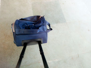 High angle view of luggage on floor