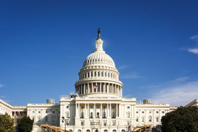 Facade of the united states congress on capitol hill, washington dc on a sunny day