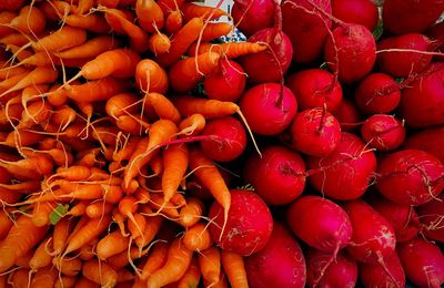 Full frame shot of red for sale at market stall