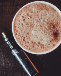 Close-up of cappuccino on table