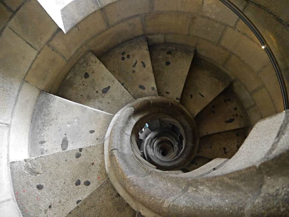 HIGH ANGLE VIEW OF SPIRAL STAIRCASES