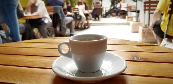 Close-up of coffee served on table