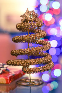 Close-up of illuminated christmas tree