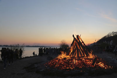 Hamburg, germany, april 2022. easter fire at the river elbe in blankenese, hamburg, germany.