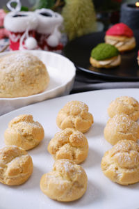 High angle view of cookies on table