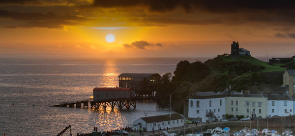 Scenic view of sea against sky during sunset