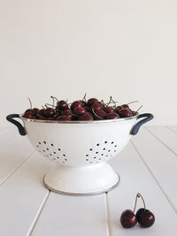 Close-up of fruits in bowl on table