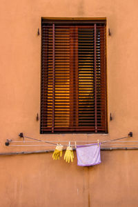 Clothes drying against wall