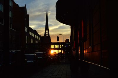 Buildings at sunset
