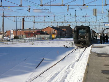 View of railroad tracks in winter