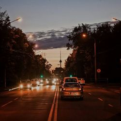 Traffic on road at night