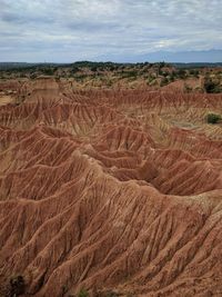 View of rock formations in desert