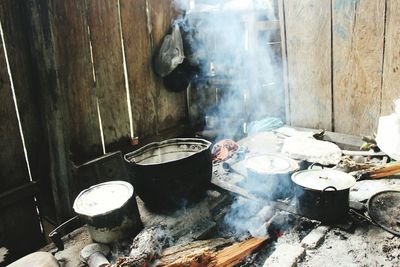 Panoramic shot of food in kitchen