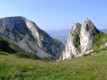 Scenic view of mountains against clear sky