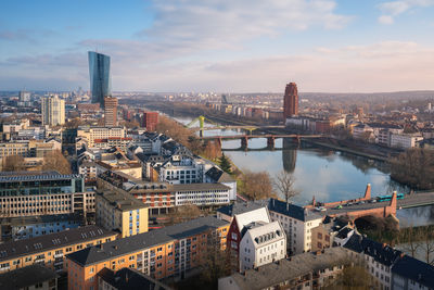 High angle view of buildings in city