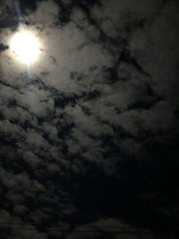 Low angle view of clouds in sky at night