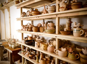 View of various displayed in shelf