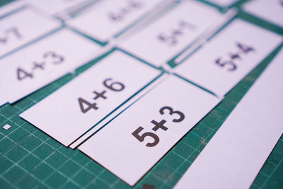 High angle view of text on paper