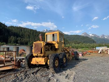 Panoramic shot of construction site against sky