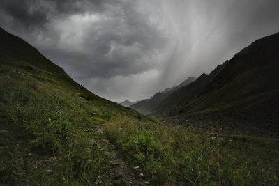 Scenic view of mountains against sky