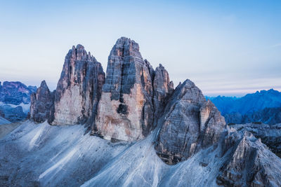 Panoramic view of rocks and mountain against sky