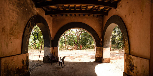 Empty corridor of historic building