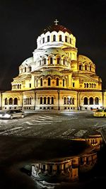 View of cathedral at night