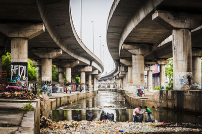 Low angle view of bridges along canal