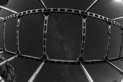 Low angle view of a bridge in bw