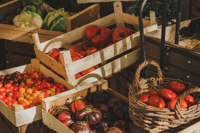 Fruits and vegetables in market stall