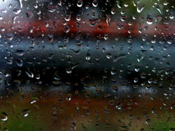 Full frame shot of raindrops on glass window