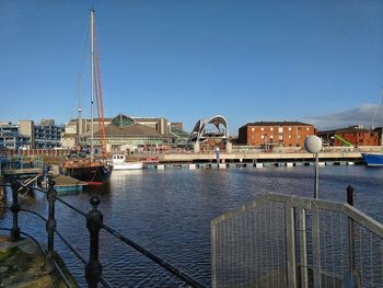 View of marina at harbor