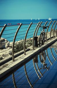 Scenic view of sea against blue sky