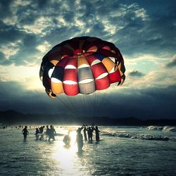 Hot air balloon over sea