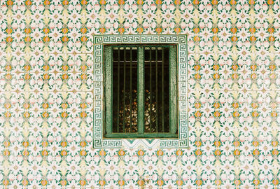 Low angle view of window on building