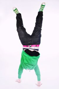 Close-up of woman over white background