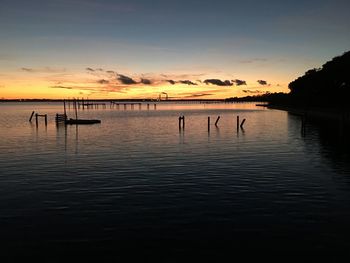 Scenic view of sea at sunset