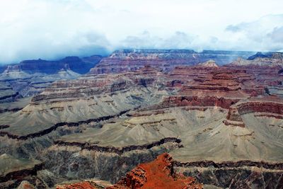 Aerial view of landscape against cloudy sky